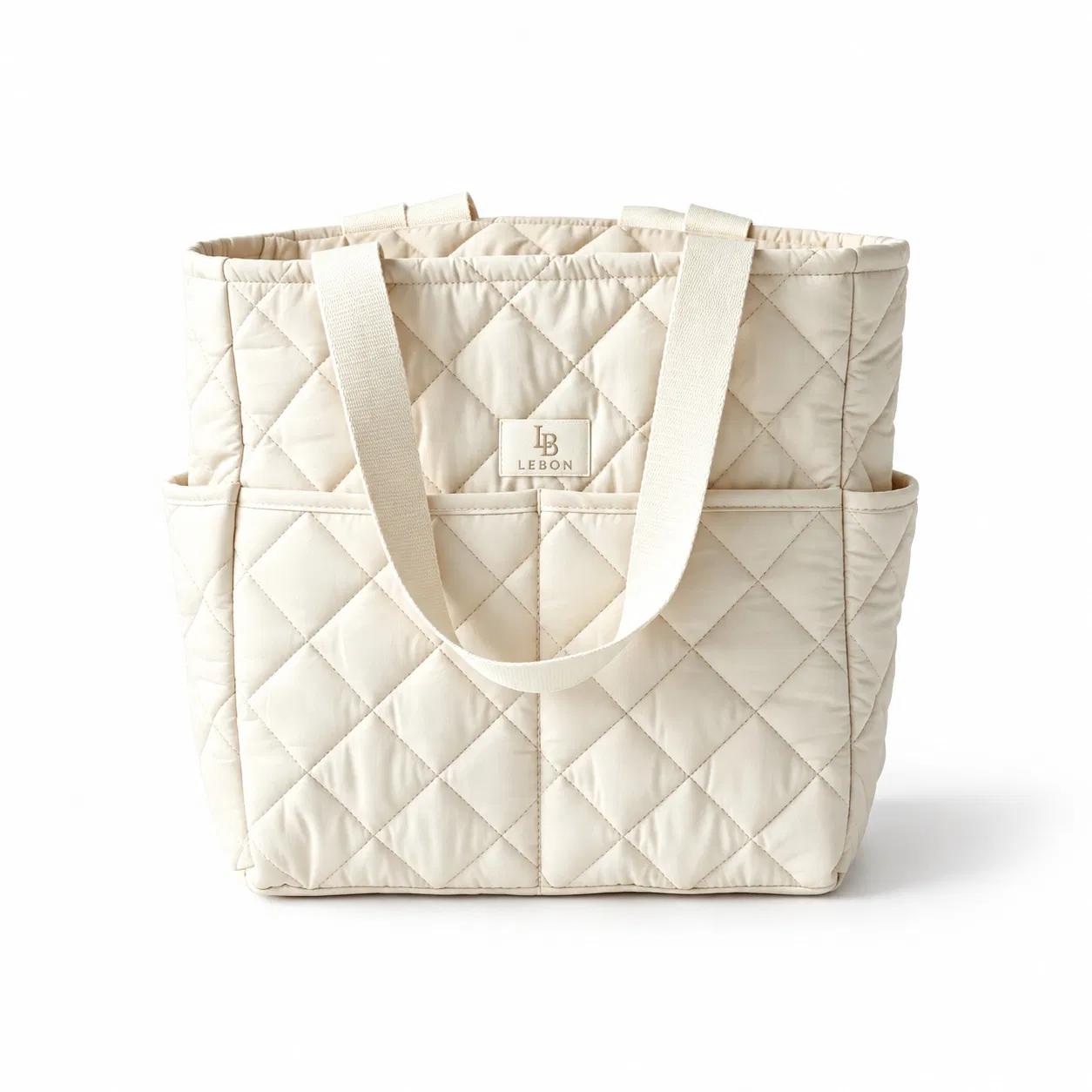Green Quilted Diaper Backpack Tote with Side Pockets for Baby Essentials