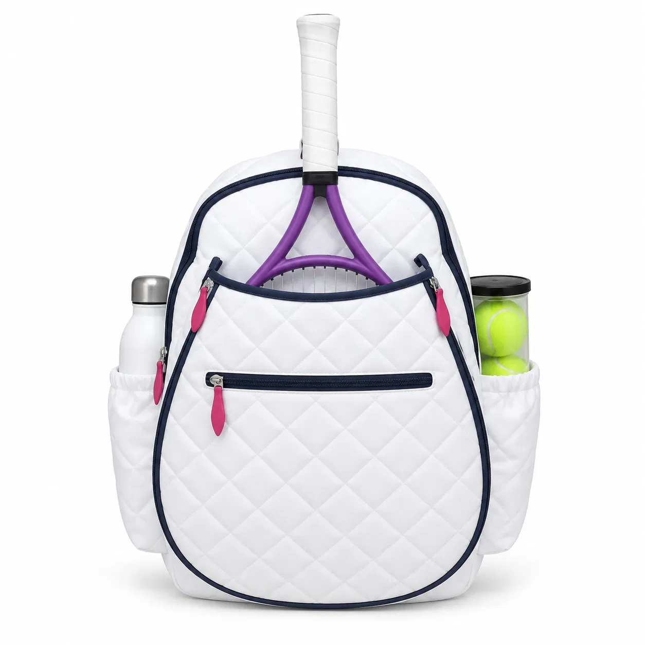 Custom Tennis Racket Backpack with Front Racket Pocket and Side Bottle Storage