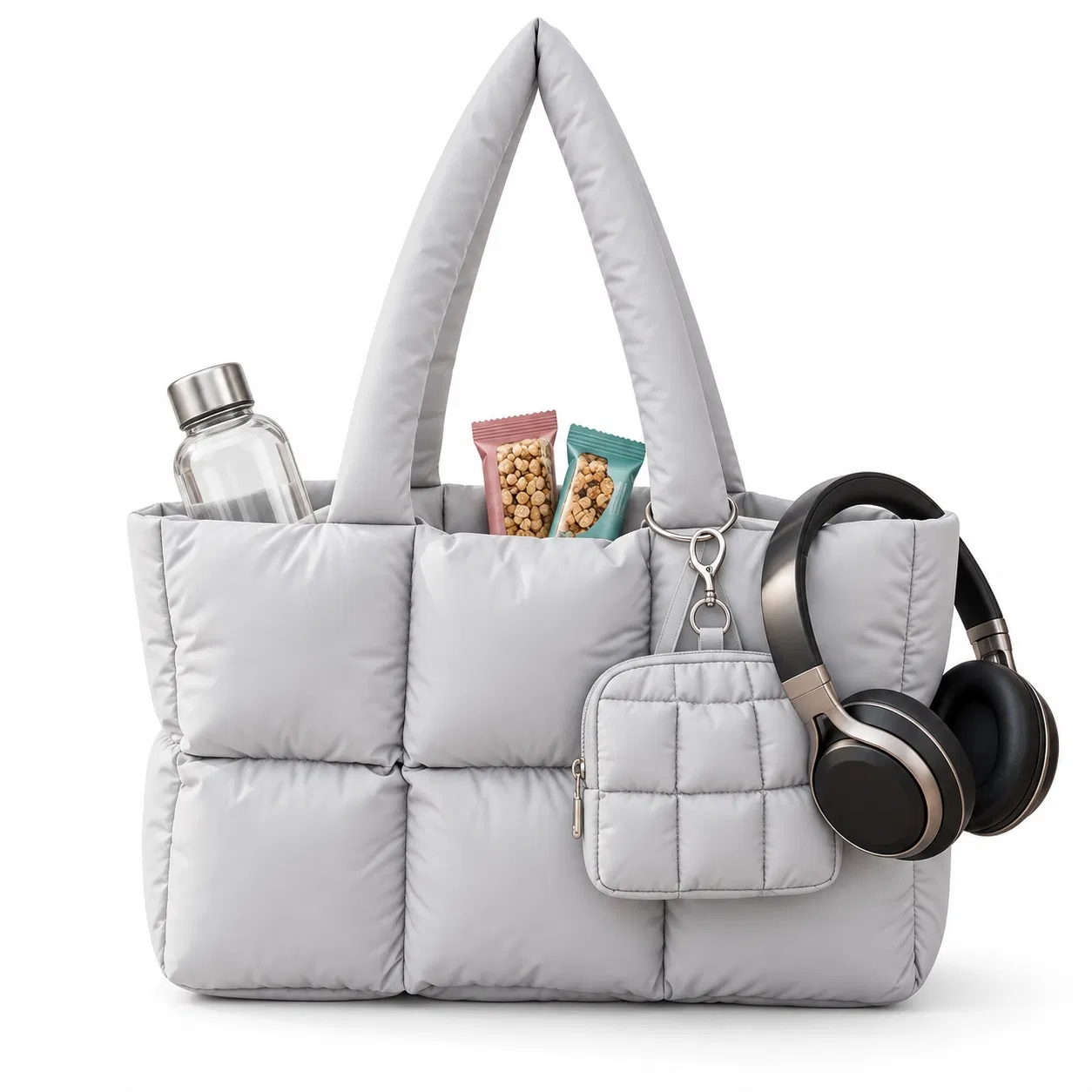 Lavender Quilted Cotton Tote Bag with Detachable Coin Purse
