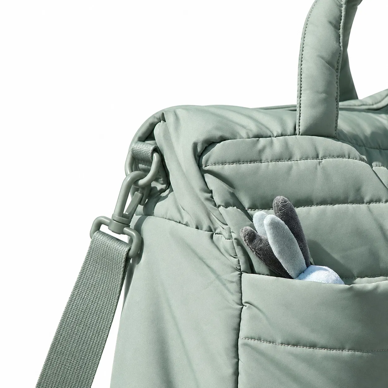 Custom Quilted Diaper Tote Bag with Shoulder Strap and Exterior Storage Pockets