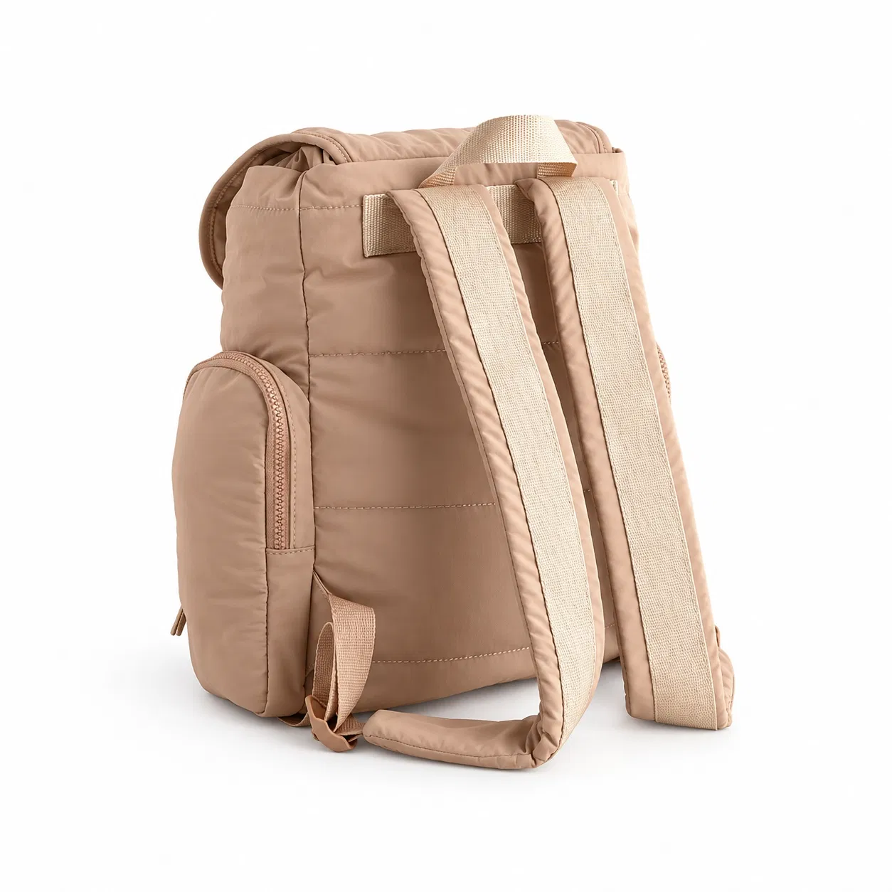 Custom Padded Drawstring Backpack with Flap Buckle and Front Zipper Pocket