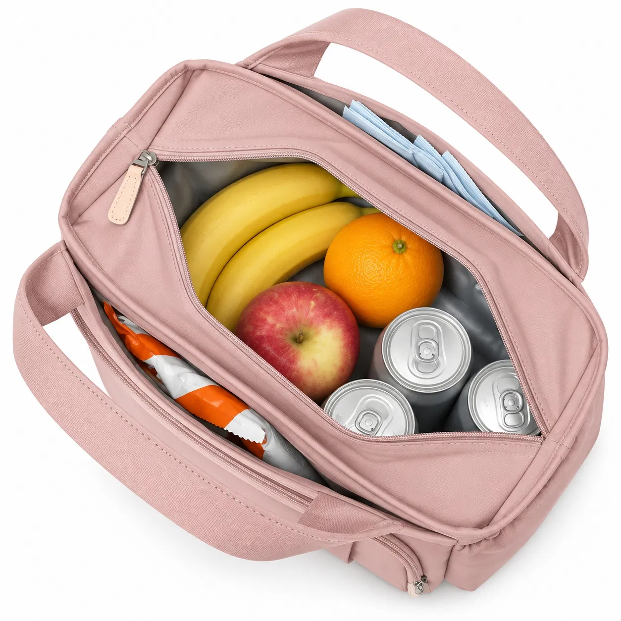 Custom Quilted Lunch Cooler Bag with Double Handles and Adjustable Shoulder Strap
