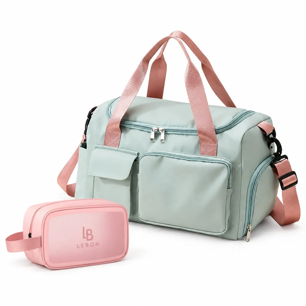 Custom Polyester Gym Duffle with Front Flap Pocket and Shoe Compartment