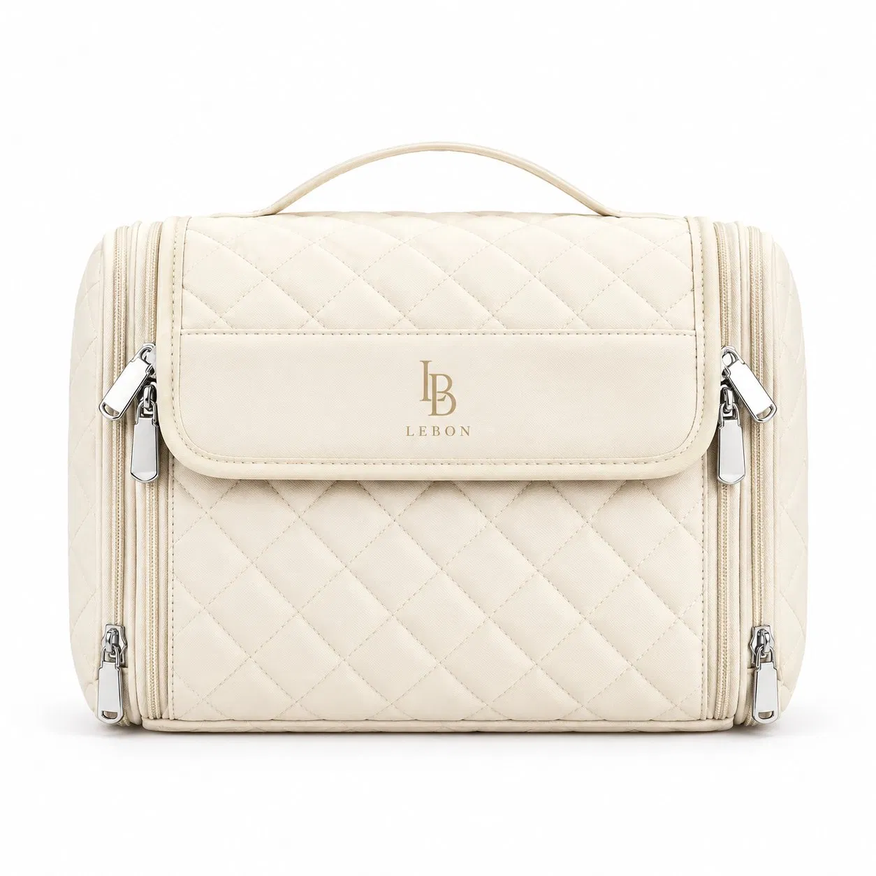 Polyester Hanging Makeup Toiletry Organizer Bag with Hook and Transparent Pockets