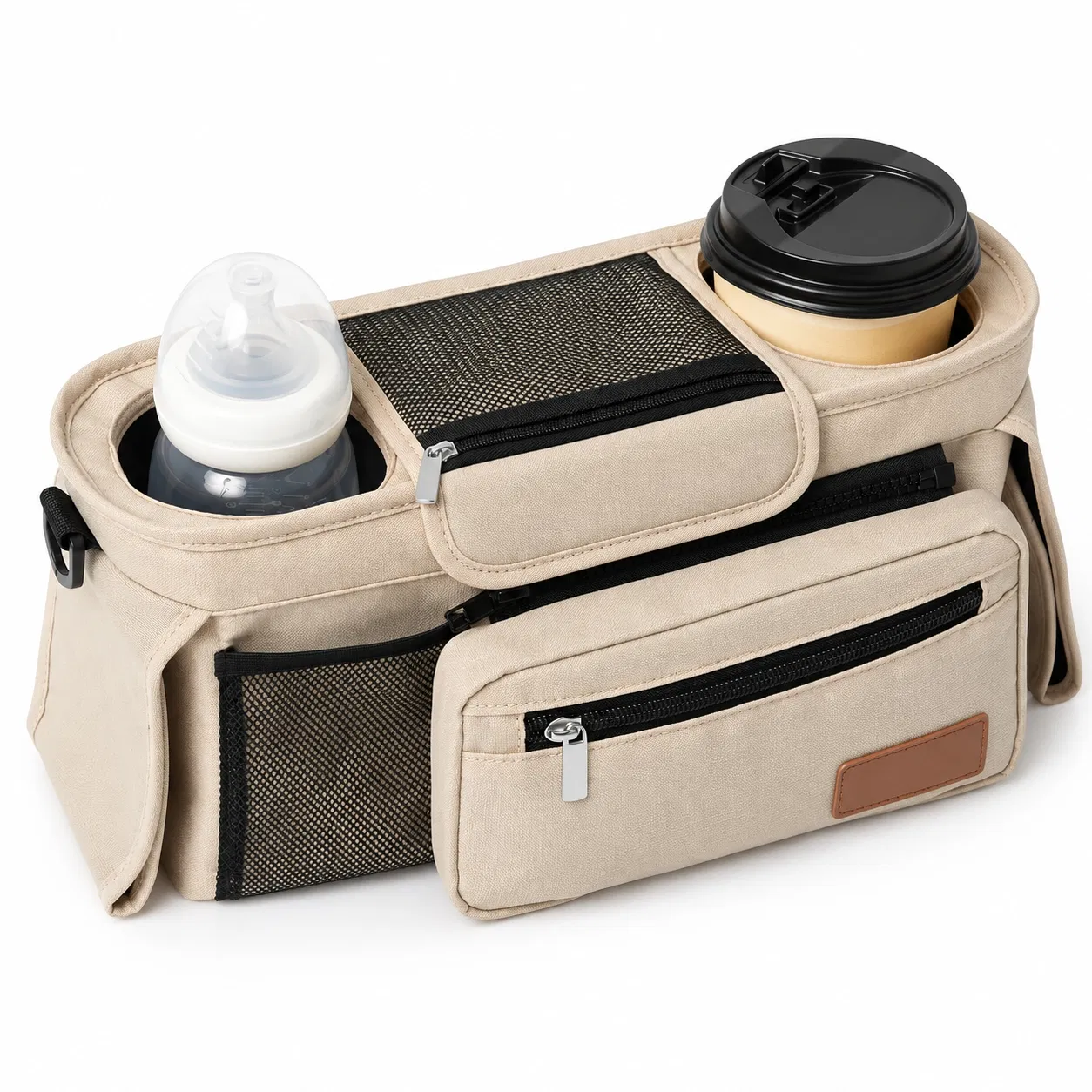 Custom Stroller Organizer Bag with Cup Holders and Detachable Shoulder Strap