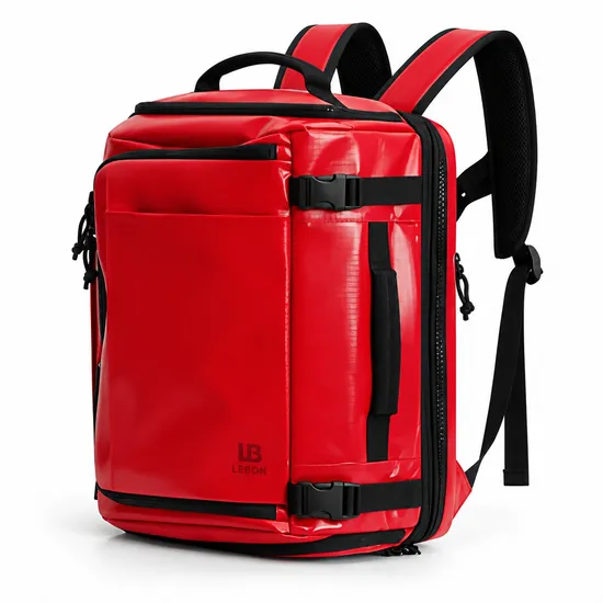 Custom Travel Backpack with Clamshell Opening and Side Compression Straps