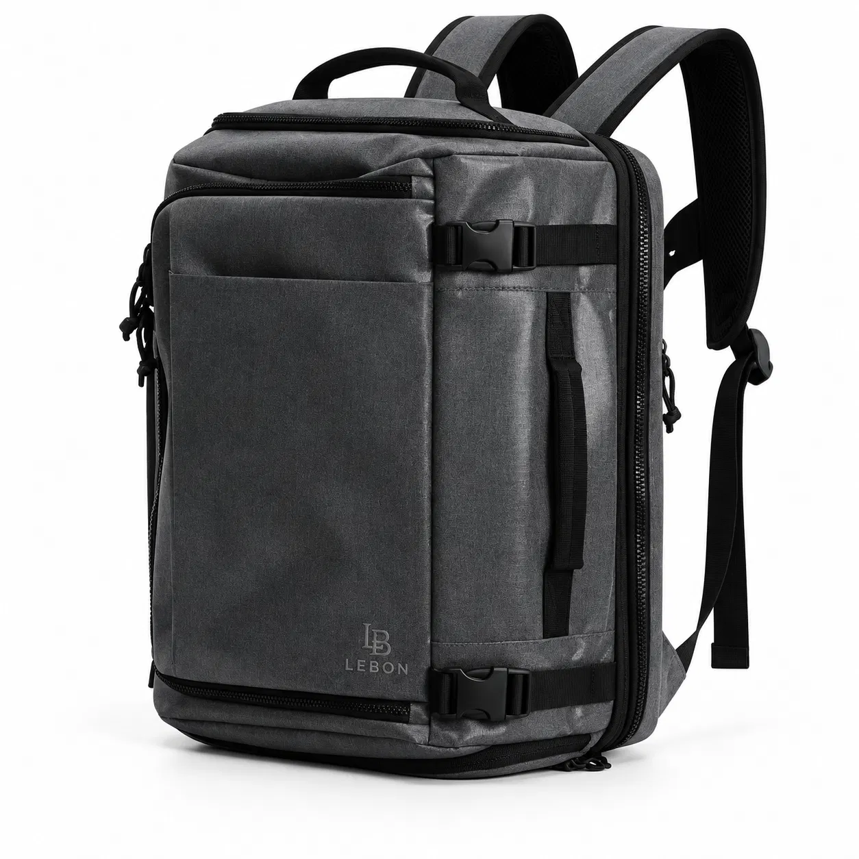 Custom Travel Backpack with Clamshell Opening and Side Compression Straps