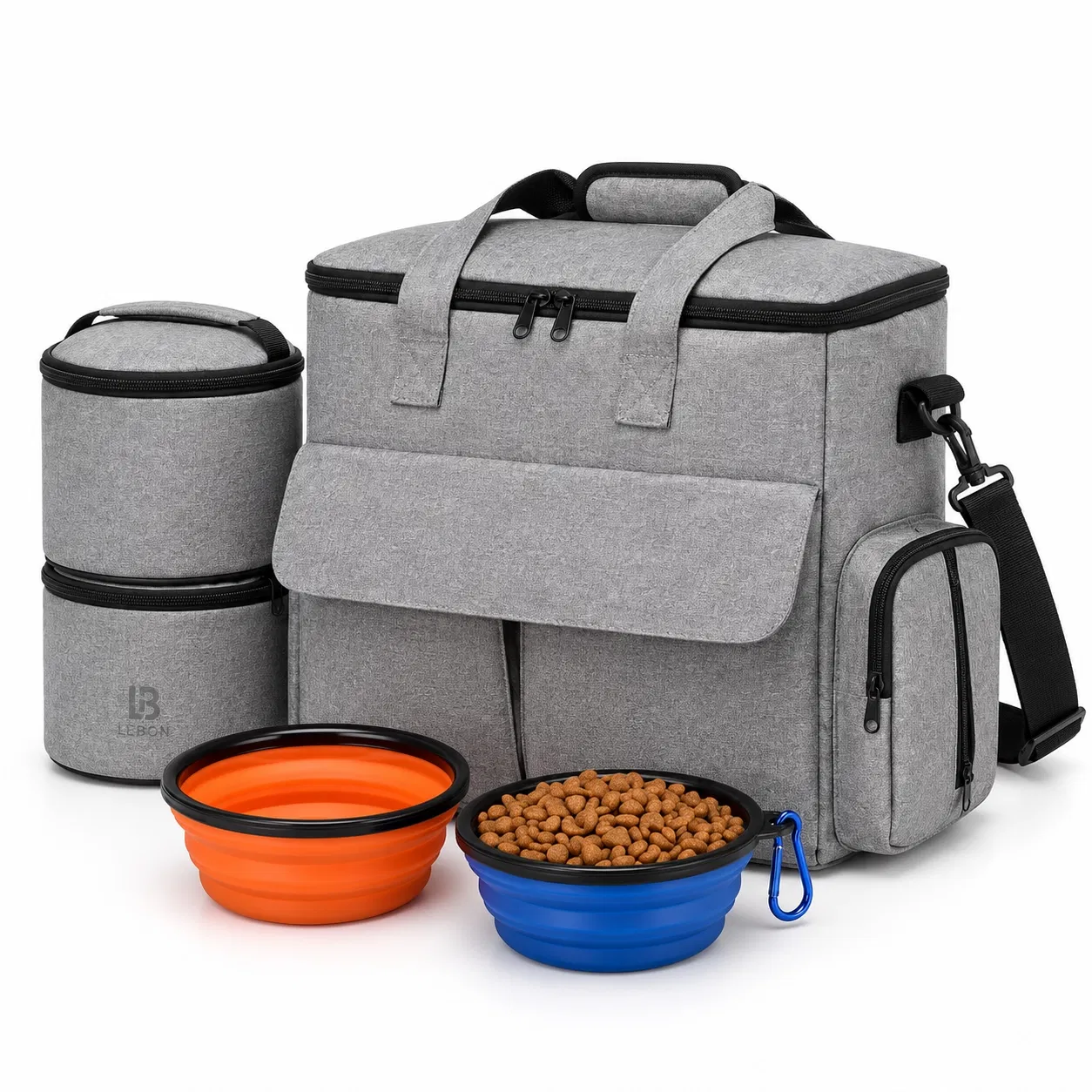 Custom Pet Travel Storage Bag with Food Containers and Luggage Sleeve
