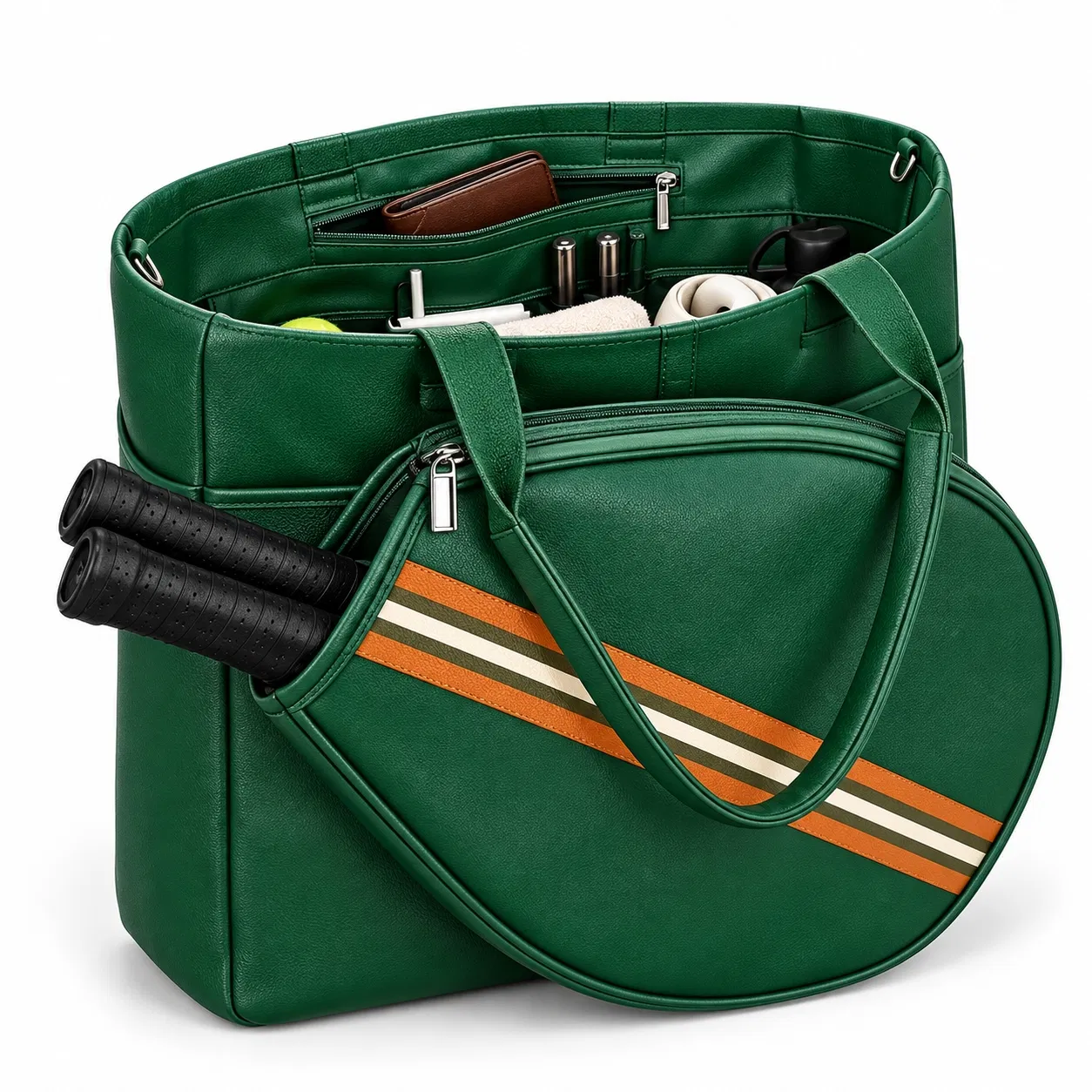 Custom PU Racket Tote Bag with Detachable Racket Pouch and Shoulder Strap