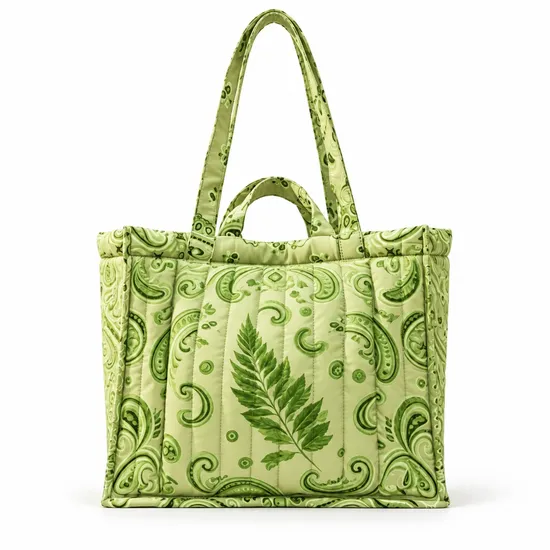 Pink Quilted Nylon Puffy Tote Bag for Daily Shopping