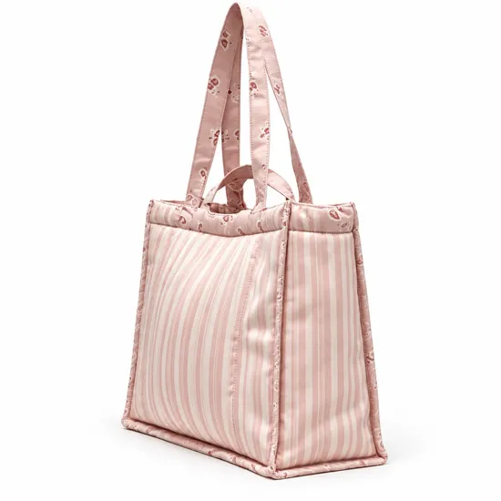Pink Quilted Nylon Puffy Tote Bag for Daily Shopping