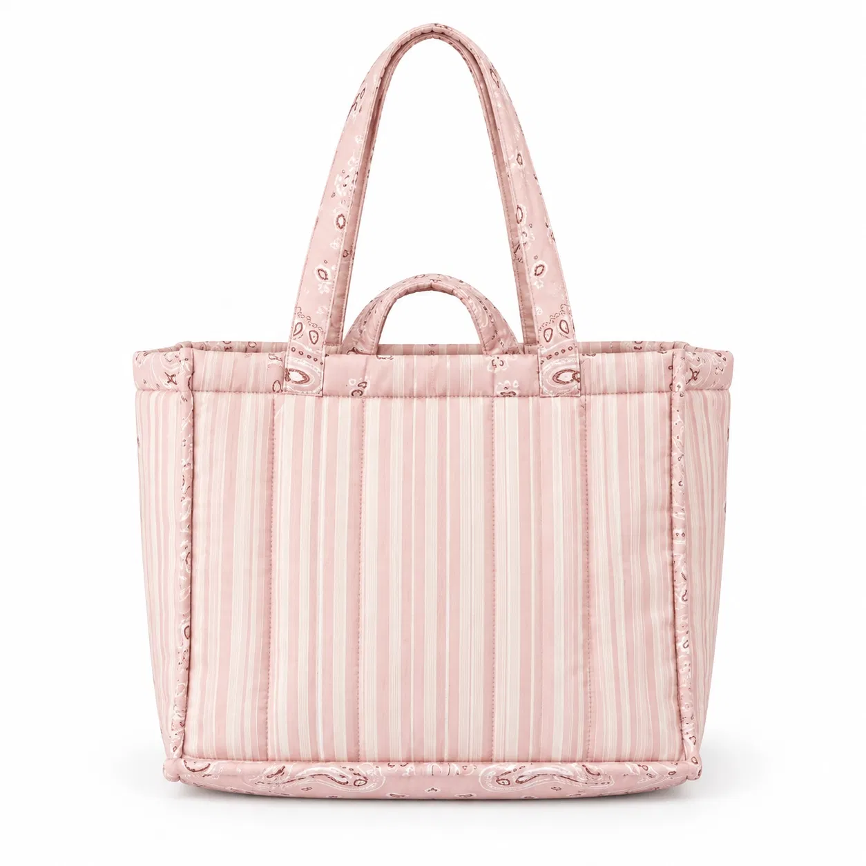 Pink Quilted Nylon Puffy Tote Bag for Daily Shopping