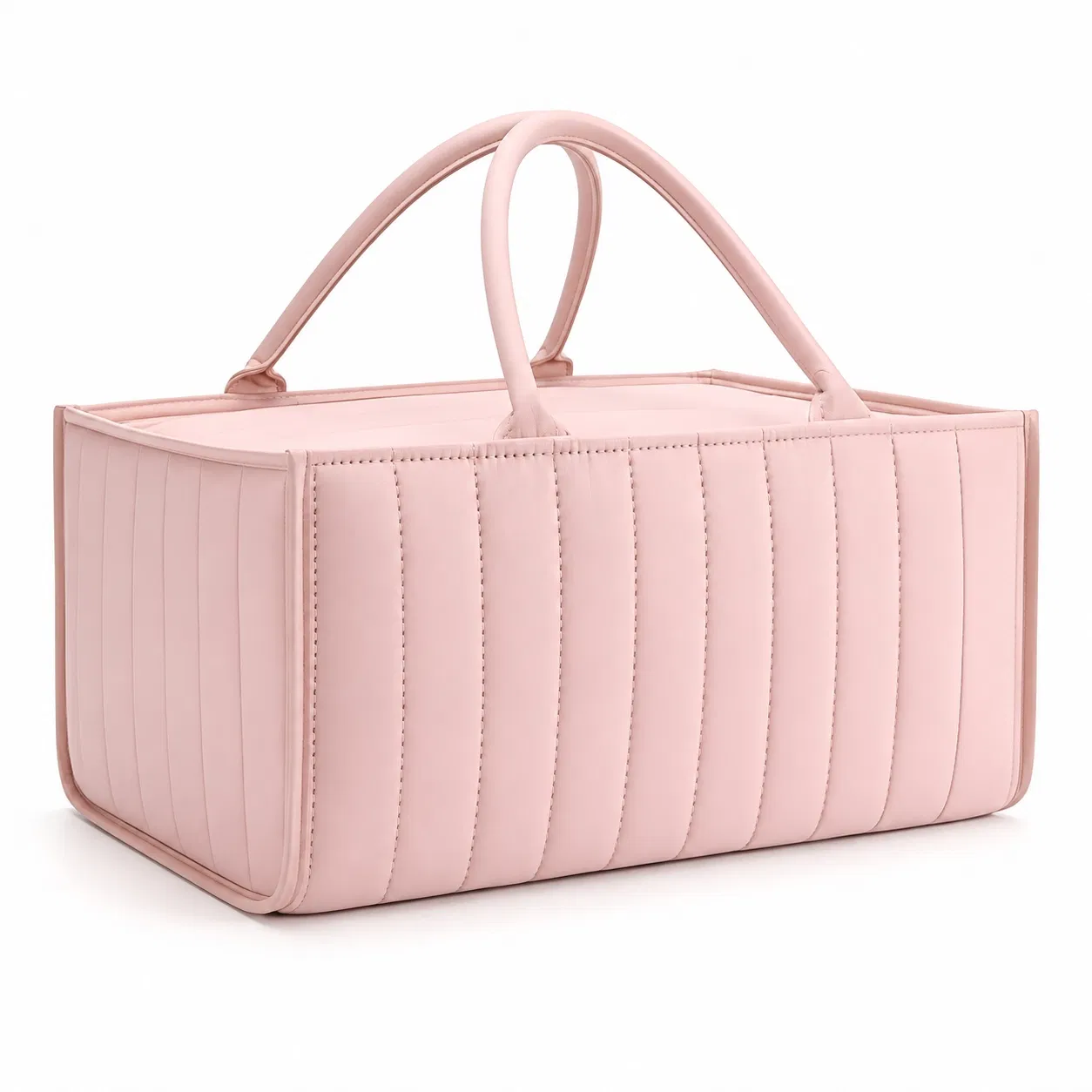 Custom Pink Rectangular Diaper Caddy Bag with Handles for Nursery Storage