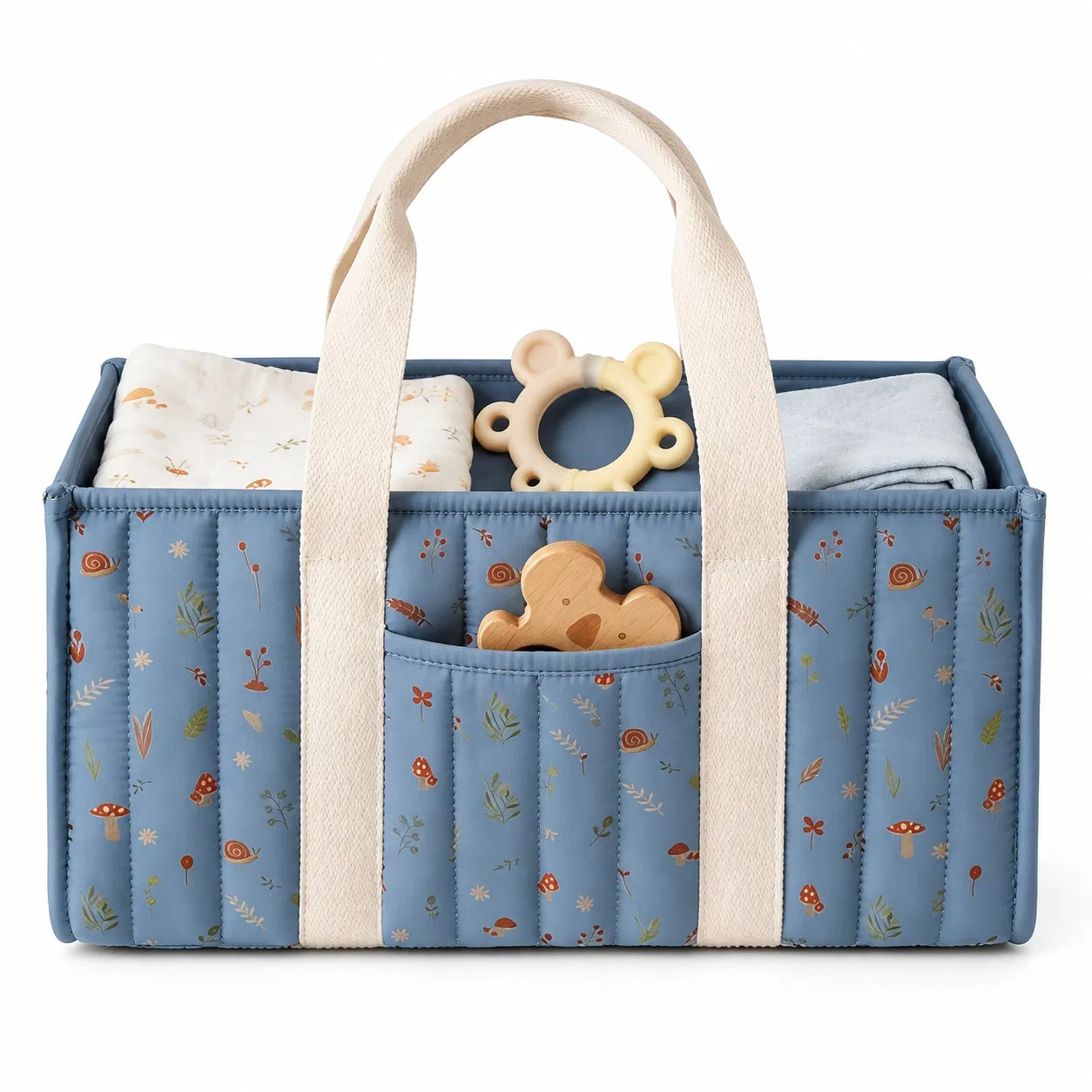 Custom Printed Diaper Caddy Organizer with Exterior Pockets and Carry Handles