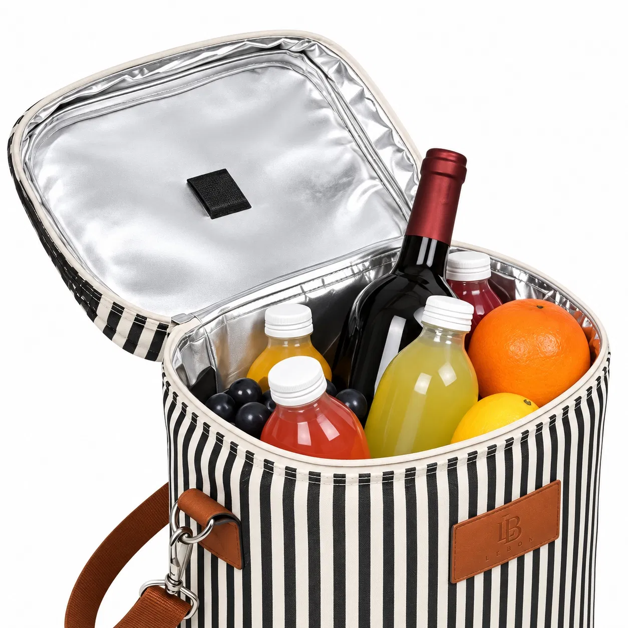Custom Polyester Wine Bottle Carrier Bag with Contrast Trim and Handle
