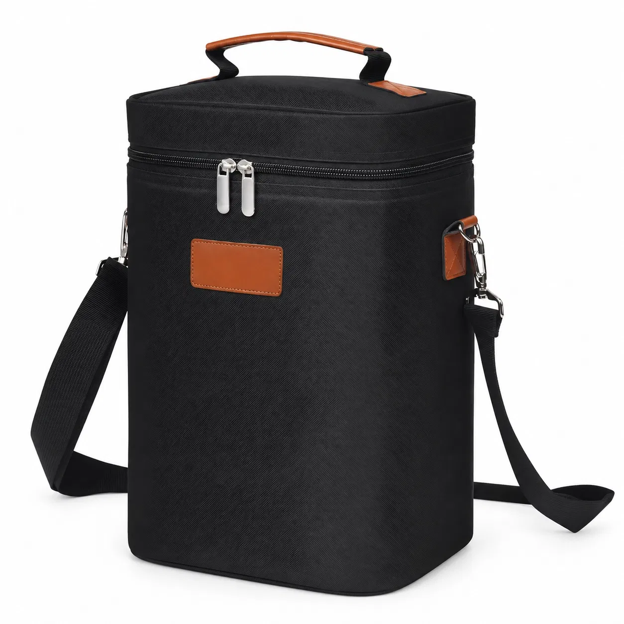 Custom Polyester Wine Bottle Carrier Bag with Contrast Trim and Handle