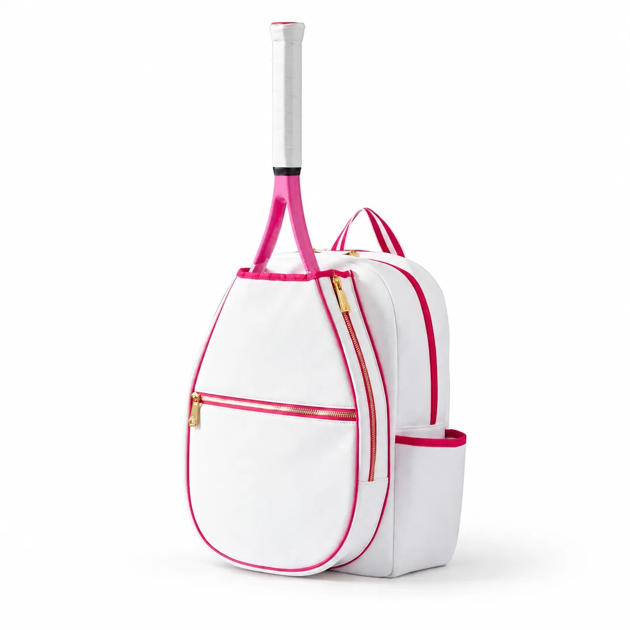 Black and White Tennis Racket Backpack with Shoe Storage