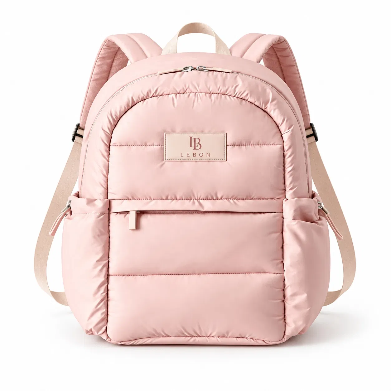 Lebon Quilted Polyester Travel Backpack with Front Zipper Pocket