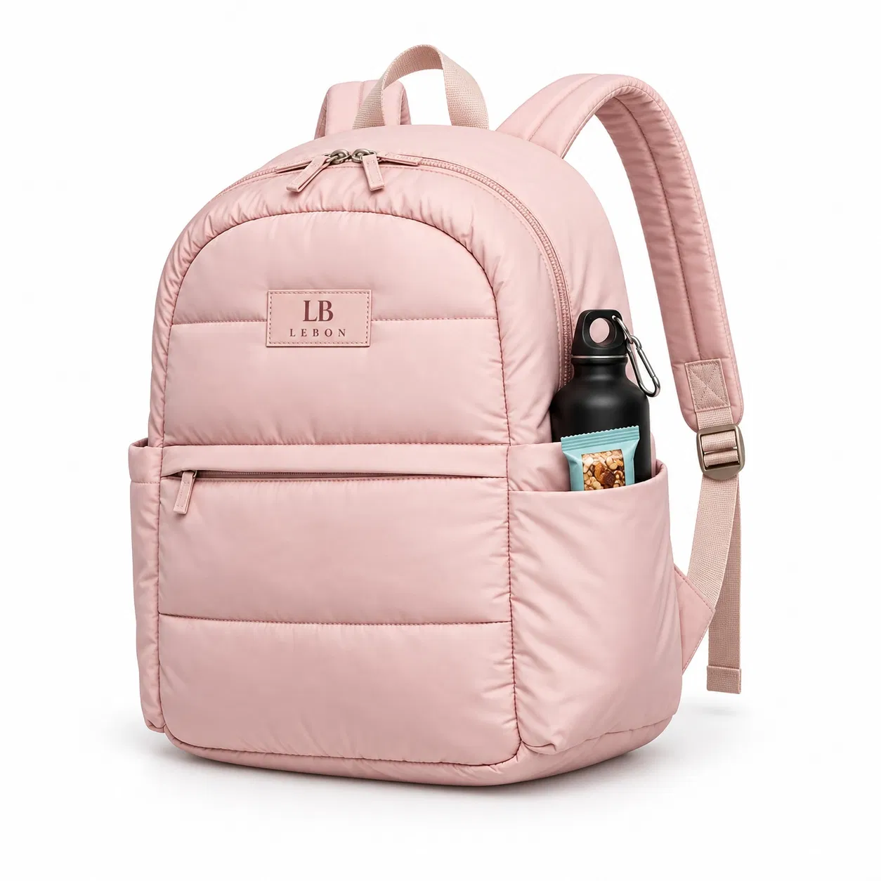Custom Quilted Polyester Padded Backpack with Multiple Pockets for Daily Travel