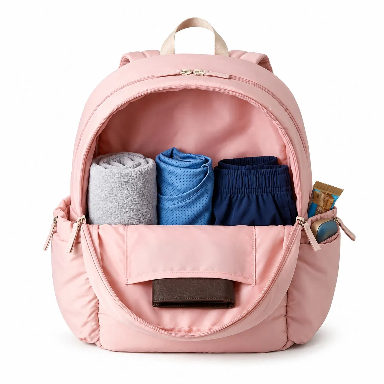 Custom Quilted Polyester Padded Backpack with Multiple Pockets for Daily Travel