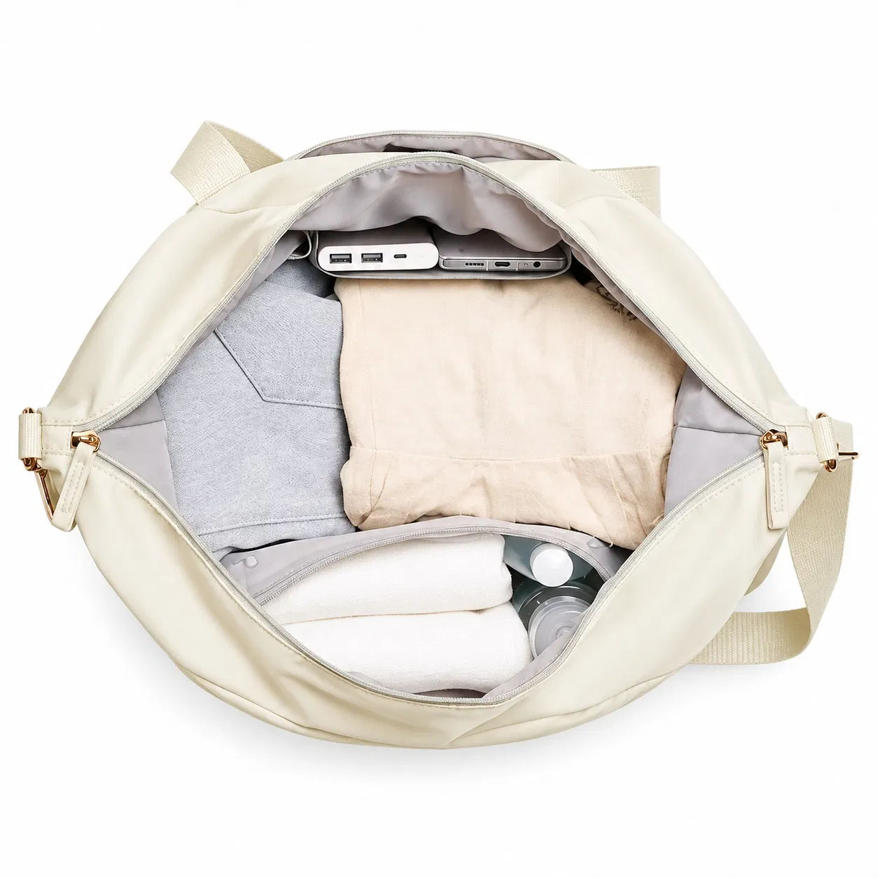 Lebon Nylon Travel Duffel Bag with Bottom Shoe Compartment