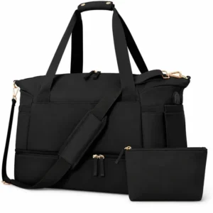 Lebon Nylon Travel Duffel Bag with Bottom Shoe Compartment