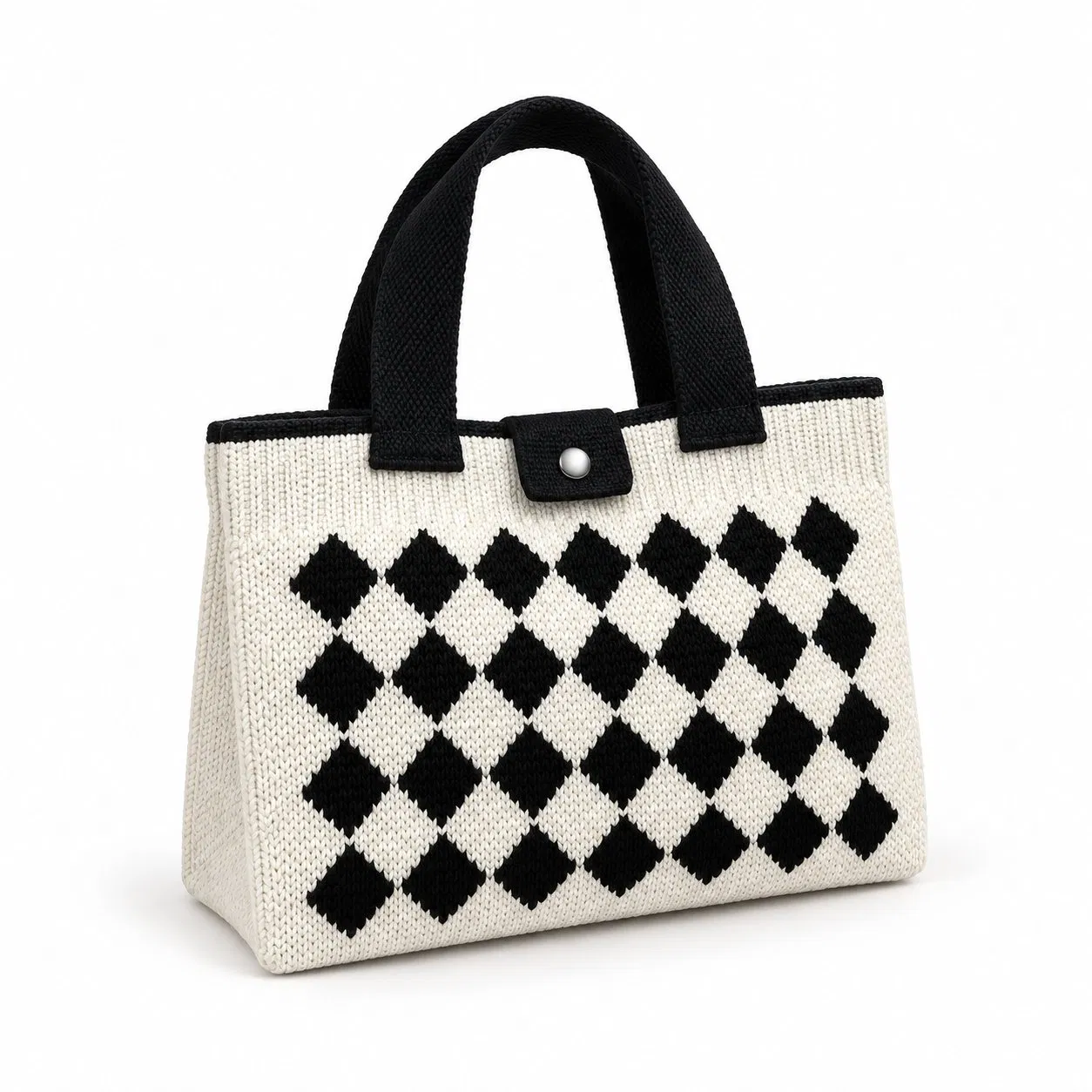 Logo Jacquard Knitted Tote Bag with Open Top