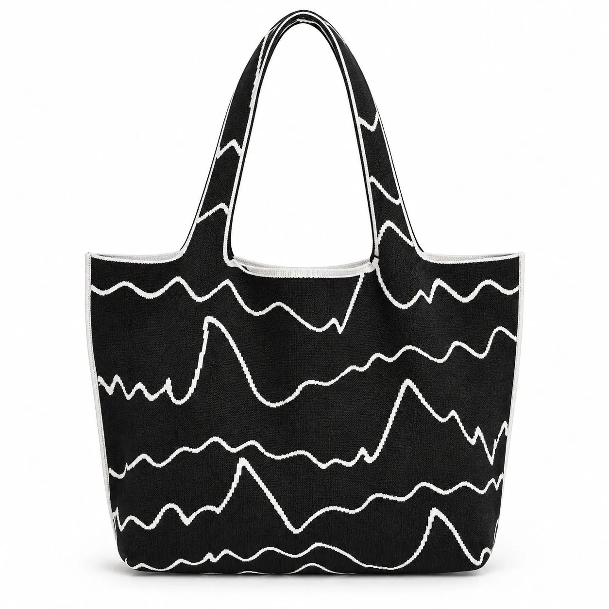 Logo Jacquard Knitted Tote Bag with Open Top