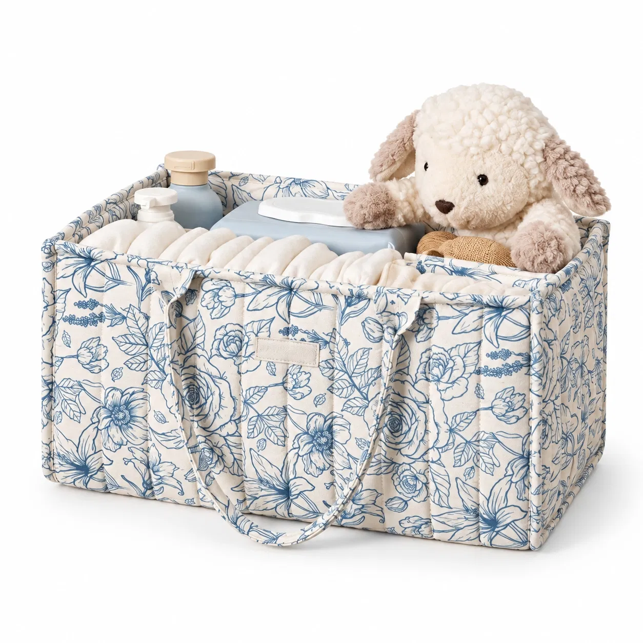 Custom Puffy Polyester Baby Diaper Caddy Organizer Bag with Removable Dividers