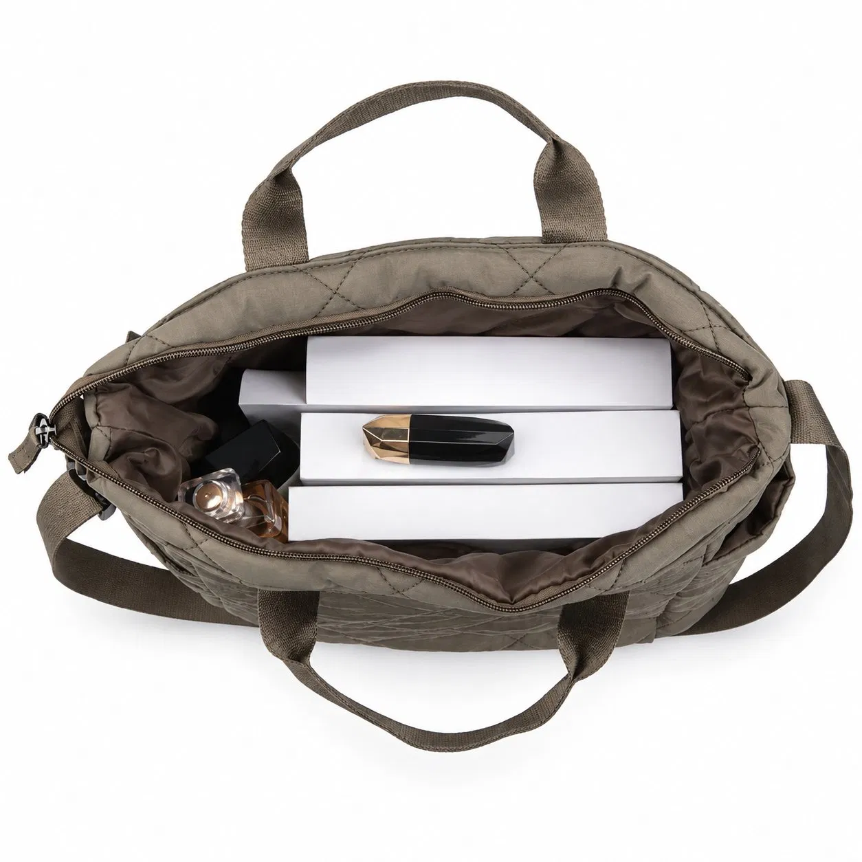 Nylon Tote Bag with Polyester Lining and Embroidery
