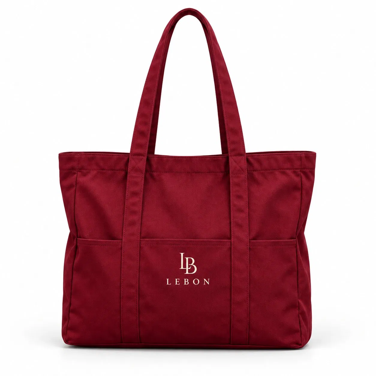 Foldable Canvas Tote Bag with Zipper and Exterior Pockets
