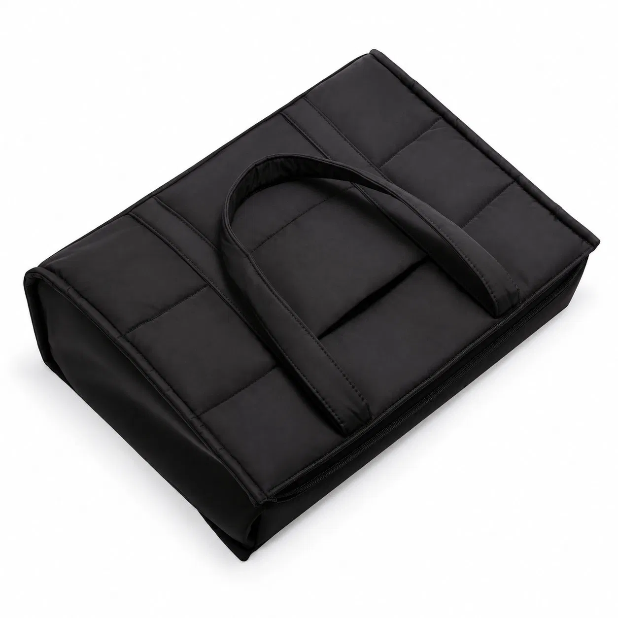 Nylon Tote Bag with Zipper Polyester Lining and Multiple Compartments