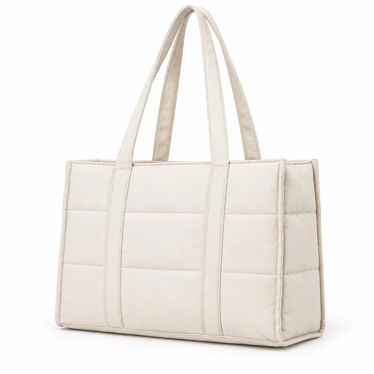 Nylon Tote Bag with Zipper Polyester Lining and Multiple Compartments
