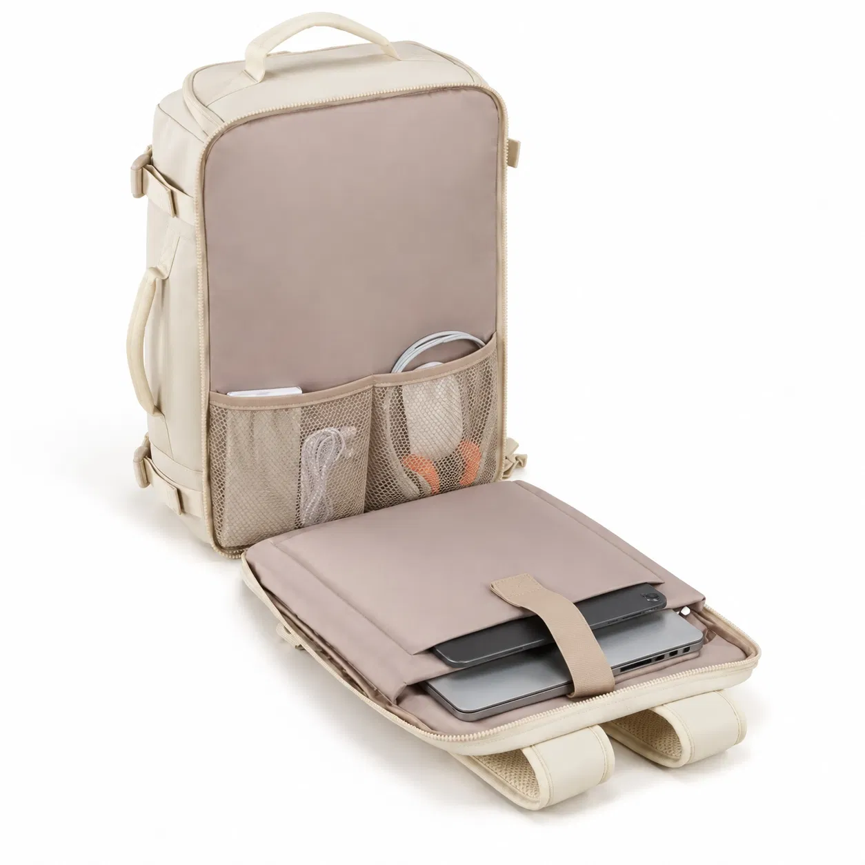 Lebon Polyester Travel Backpack with Clamshell Organizer and Chest Strap