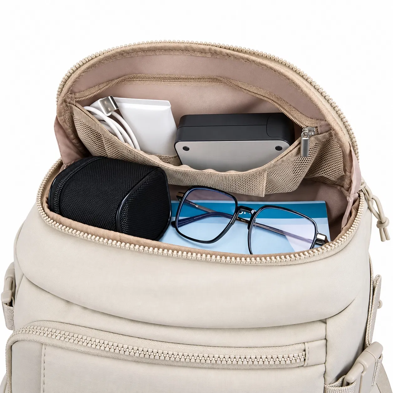 Lebon Polyester Travel Backpack with Clamshell Organizer and Chest Strap