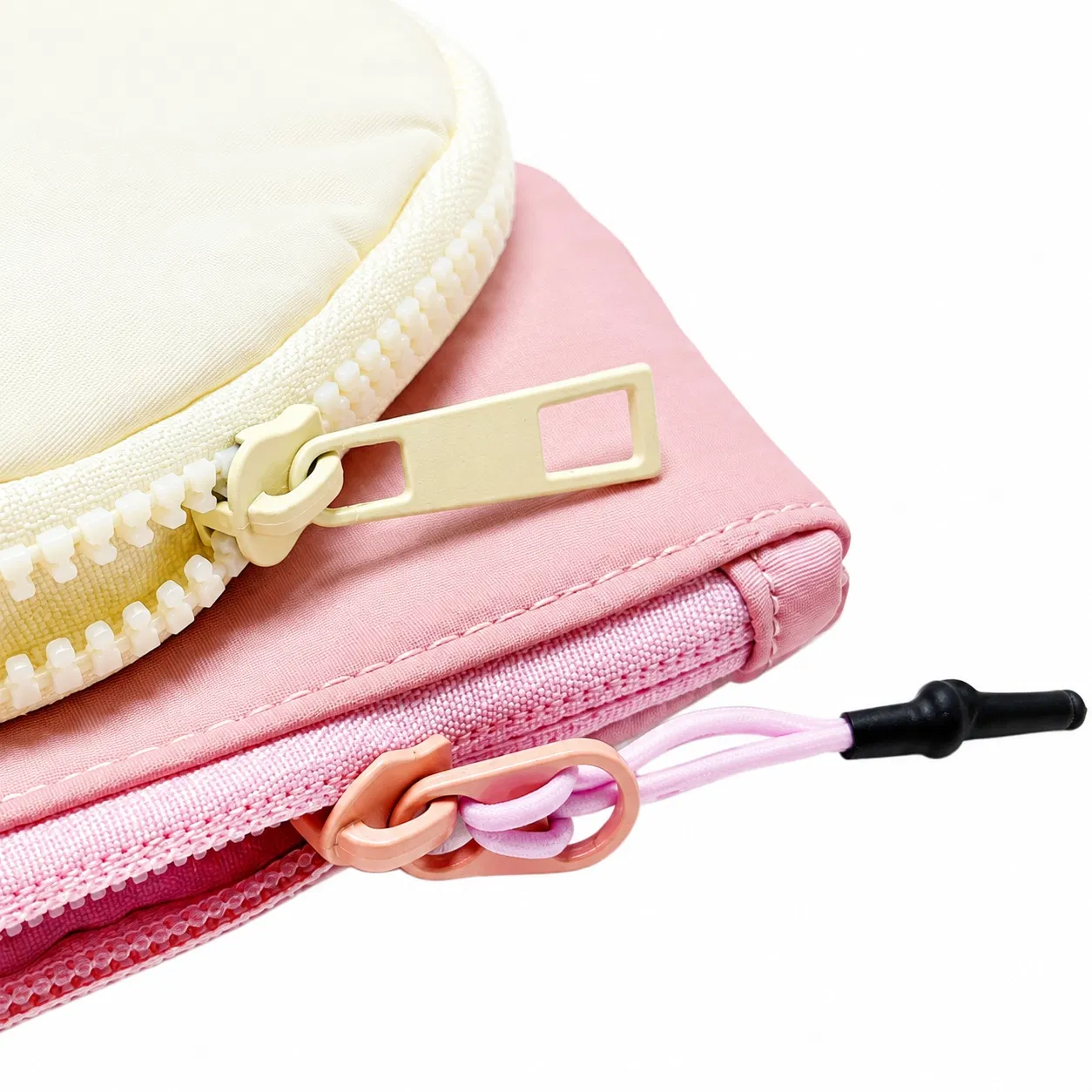 Lebon Dual Nylon Coin Pouch Wristlet with Zippers and Detachable Clips