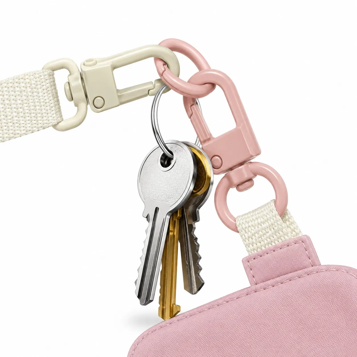 Lebon Dual Nylon Coin Pouch Wristlet with Zippers and Detachable Clips