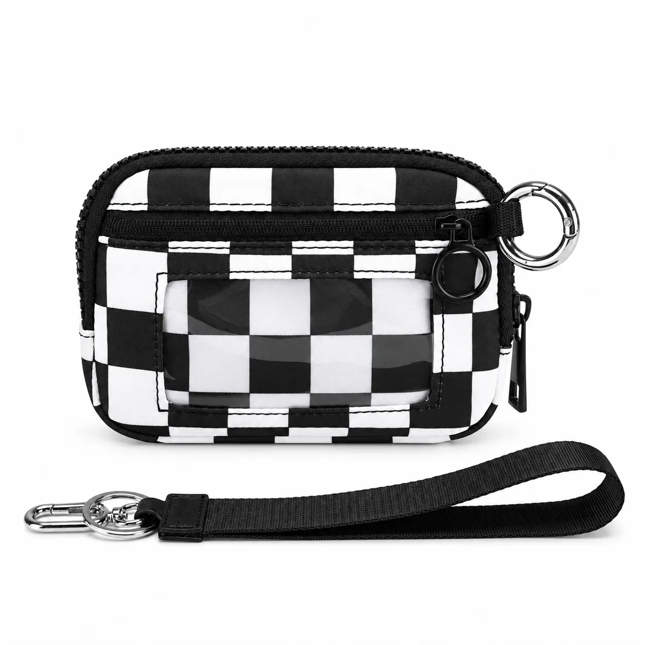 Lebon Printed Nylon Wristlet Wallet with ID Window and Detachable Strap