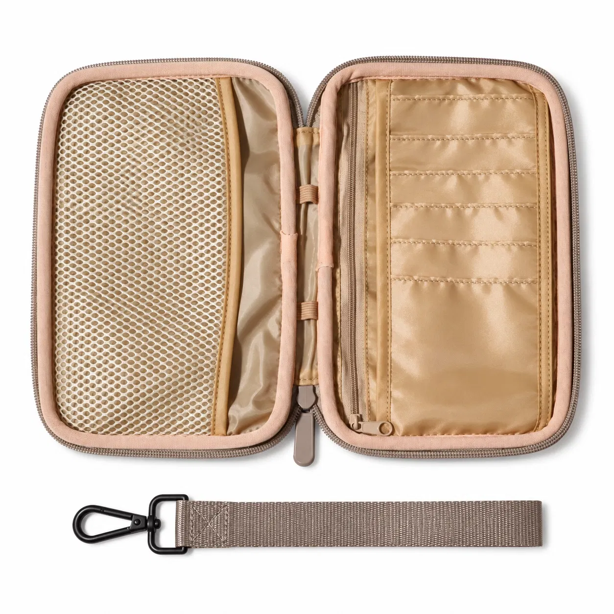 Lebon Neoprene Passport Wallet with Zipper Card Storage and Detachable Wrist Strap