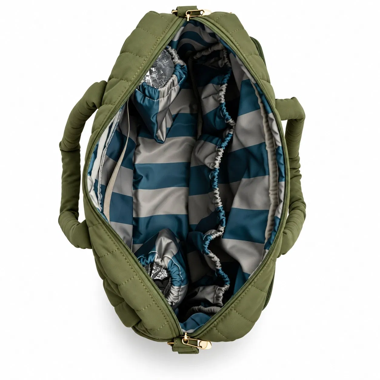 13L Recycled Nylon Diaper Bag with Thermal Bottle Holders and Stroller Straps