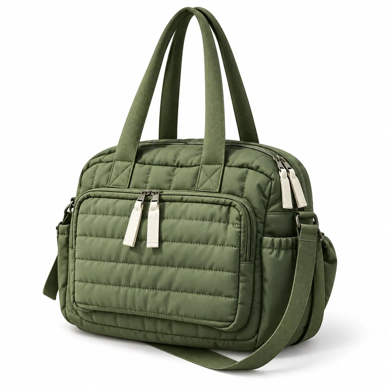 13L Recycled Nylon Diaper Bag with Thermal Bottle Holders and Stroller Straps