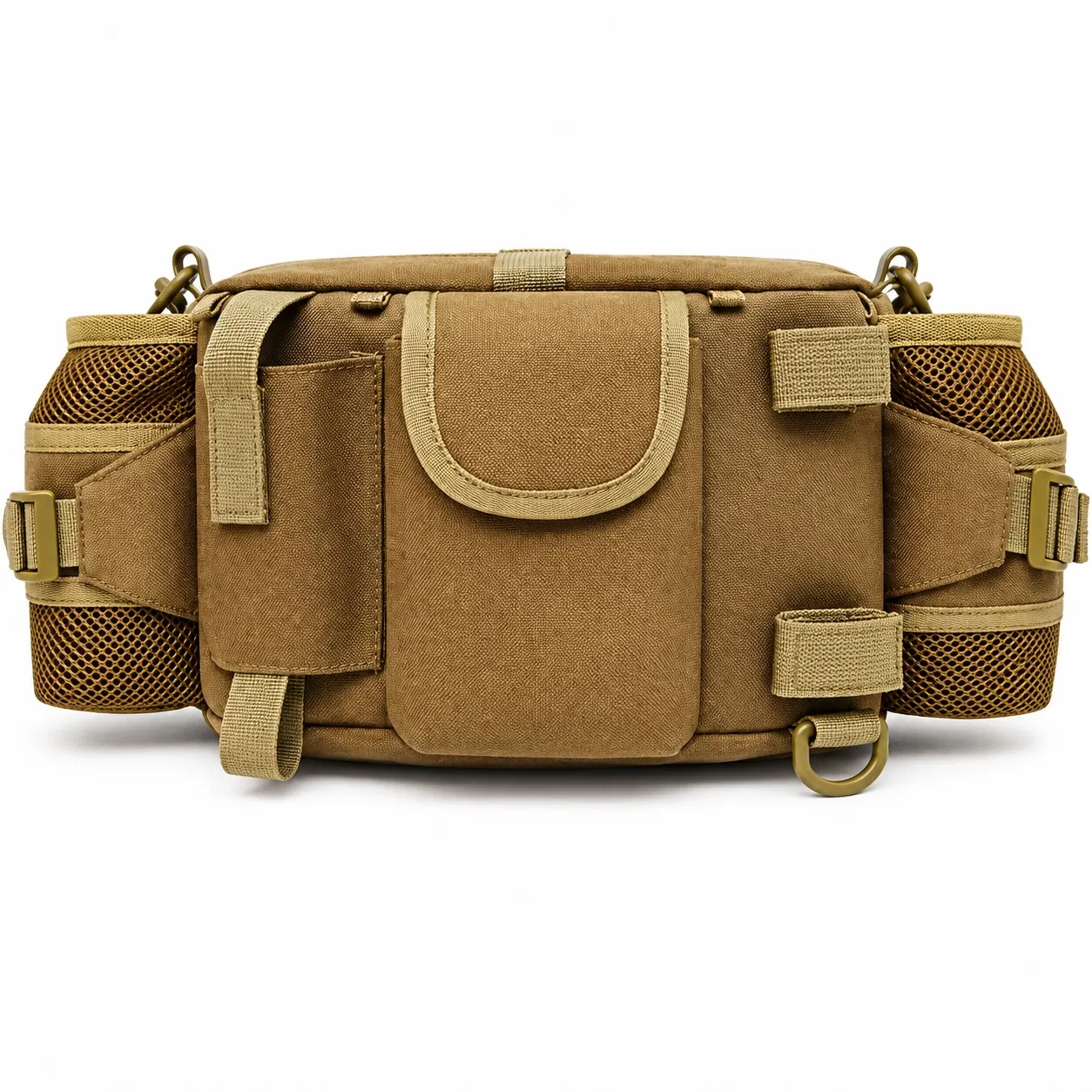 Outdoor Waist Bag with Dual Mesh Bottle Holders and Adjustable Belt