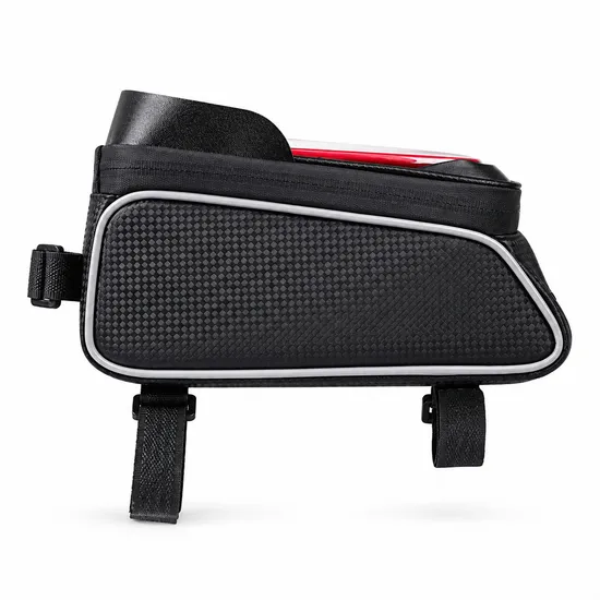 Custom Bicycle Frame Phone Bag with Clear Window and Zipper