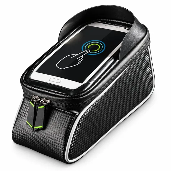 Custom Bicycle Frame Phone Bag with Clear Window and Zipper