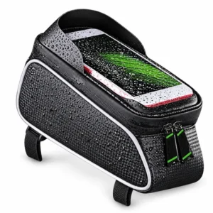 Custom Bicycle Frame Phone Bag with Clear Window and Zipper