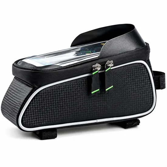 Custom Bicycle Frame Phone Bag with Clear Window and Zipper
