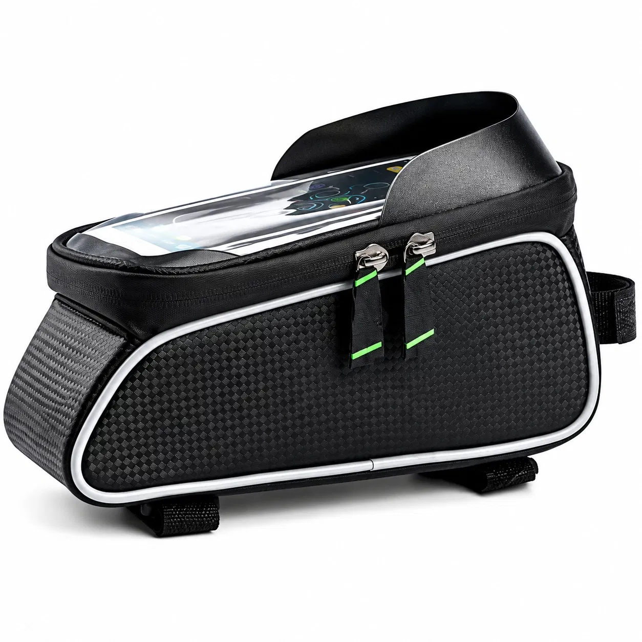 Custom Bicycle Frame Phone Bag with Clear Window and Zipper