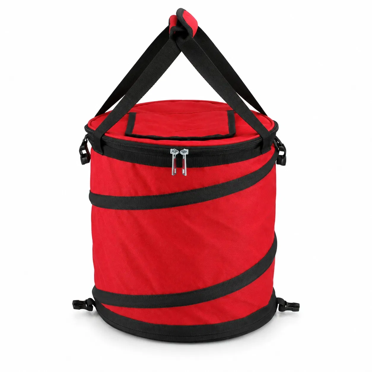 Foldable Round Cooler Bag with Zipper Lid and Carry Handles