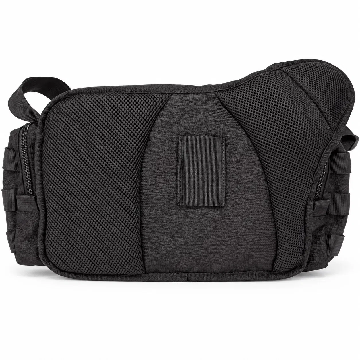 Lebon Black Utility Waist Bag with Flap Pockets and Padded Strap