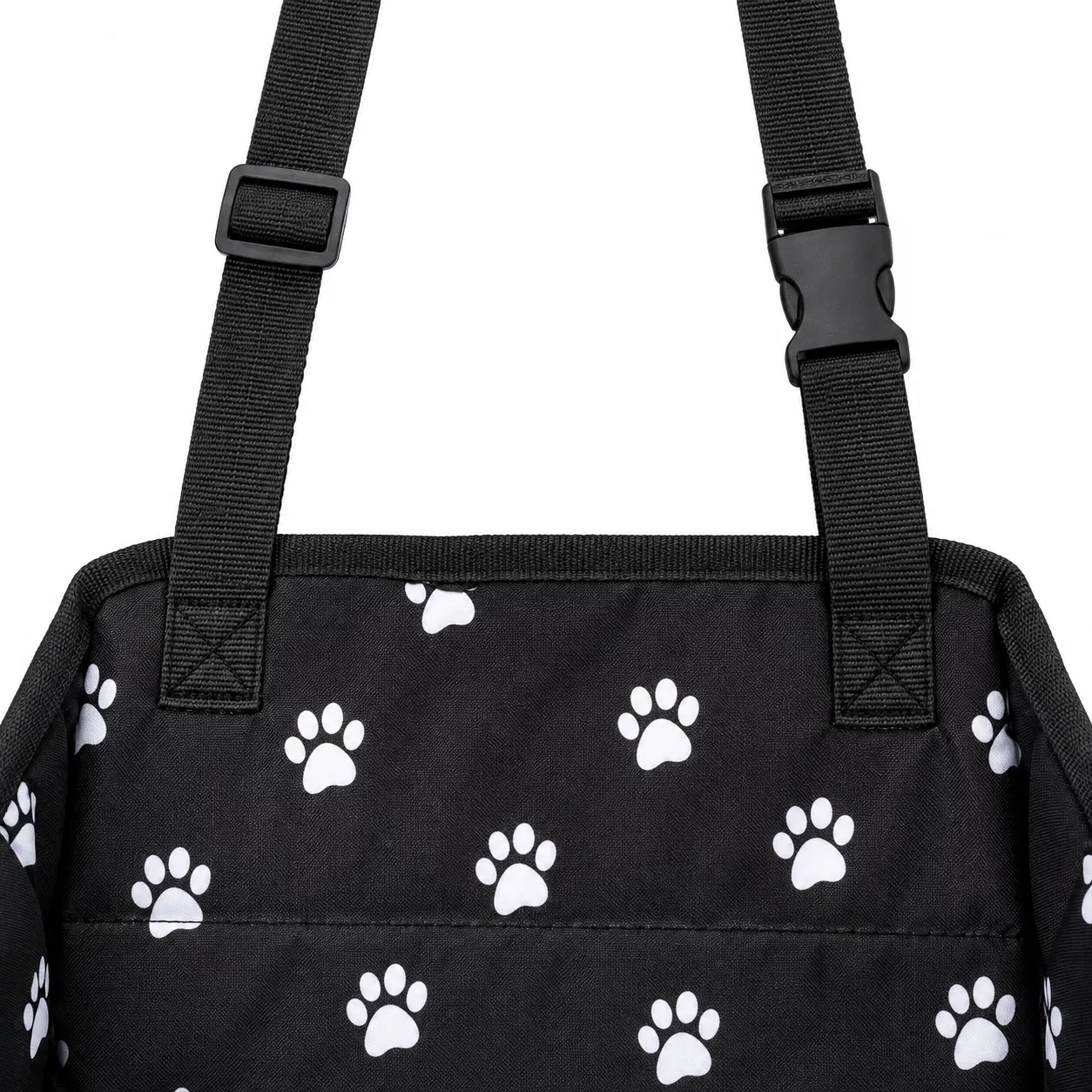 Lebon Foldable Pet Car Seat Bag with Mesh Sides and Paw Print